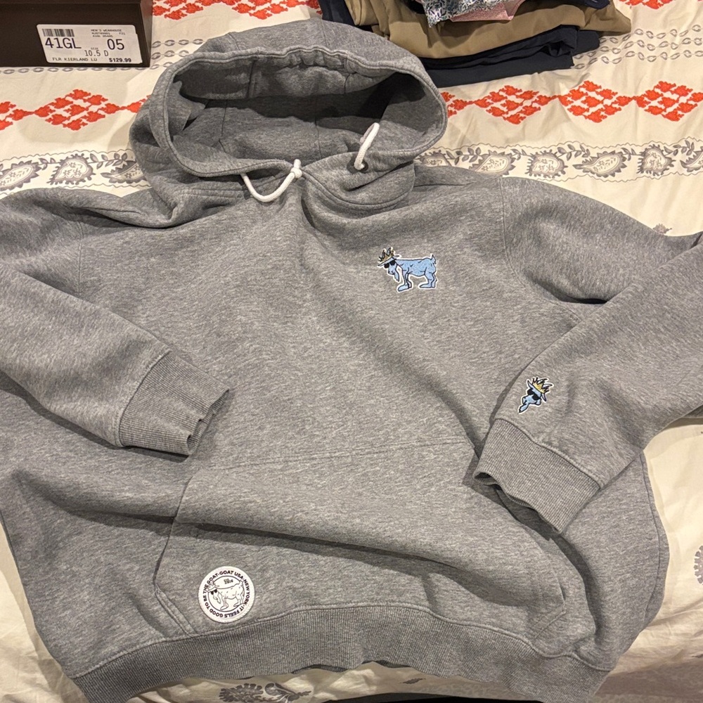 Gray GOAT 🐐 Hoodie with Embroidered Design